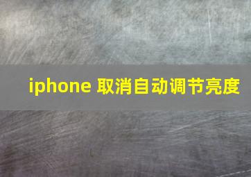 iphone 取消自动调节亮度